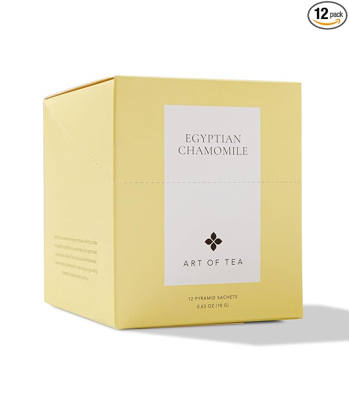 Art of Tea | Organic Egyptian Chamomile Tea Bags (Naturally Caffeine Free) | 12 Count Sampler Box