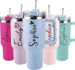 Load image into Gallery viewer, Ships Next Day,40 oz Tumbler with Handle and Straw,Custom Stainless Steel Insulated Cups with Name Travel Coffee Mug Personalized Wedding Mother's Birthday Christmas Gifts for Women