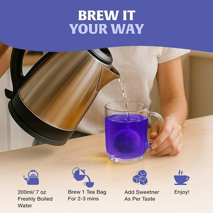 HANDPICK, Butterfly Pea Flower Tea (100 Herbal Tea Bags) | Caffeine Free, Non GMO | Premium Dried Butterfly Pea Flowers For Blue & Purple Drinks, Food Coloring | Iced Teas, Coolers, Cocktails