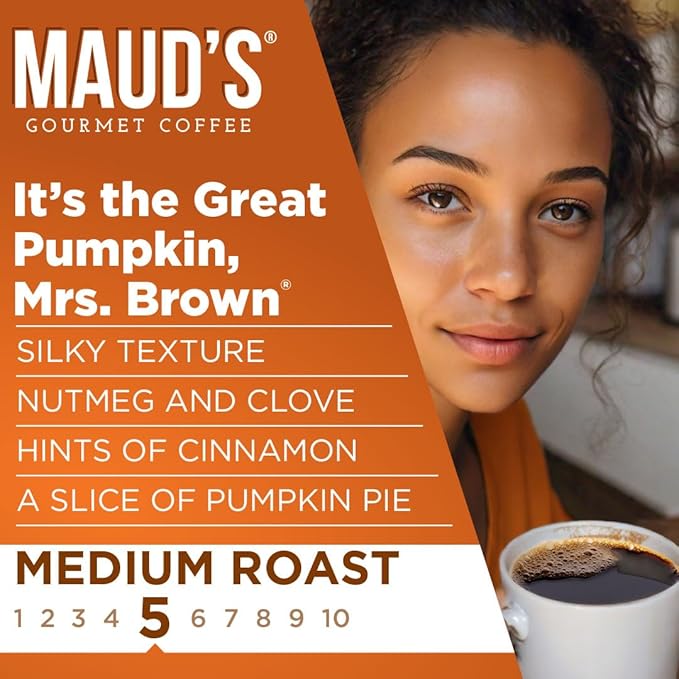 Maud's Pumpkin Spice Flavored Coffee Pods, 18 ct - 100% Arabica Medium Roast Coffee, Solar Energy Produced Recyclable Single Coffee Pods Compatible with Keurig K-Cup Brewers