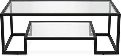 Henn&Hart 45" Wide Rectangular Coffee Table in Blackened Bronze, Modern coffee tables for living room, studio apartment essentials