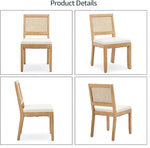 Load image into Gallery viewer, French Country Dining Chairs Set of 6, Beige Modern Kitchen &amp; Dining Room Chairs, Rattan Dining Chair with Linen Upholstered Cushion, Low Cane Back, Wood Legs, Sillas de Comedor (Beige, 6 Pcs)