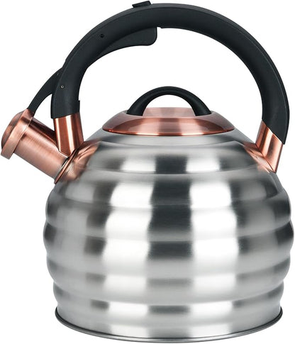 Tea Kettle for Stove Top Whistling Teapot, 3.2Q Tea Pot Stainless Steel Teakettle with Heat Proof Ergonomic Handle