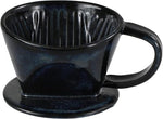 Load image into Gallery viewer, Asayu Japan Ceramic Coffee Pour Over Maker Set in Dark Navy Blue, Slow Brewing Paper Filter Holder and Dripper with 3 Holes for Coffee and Tea - Coffee Dripper Cone