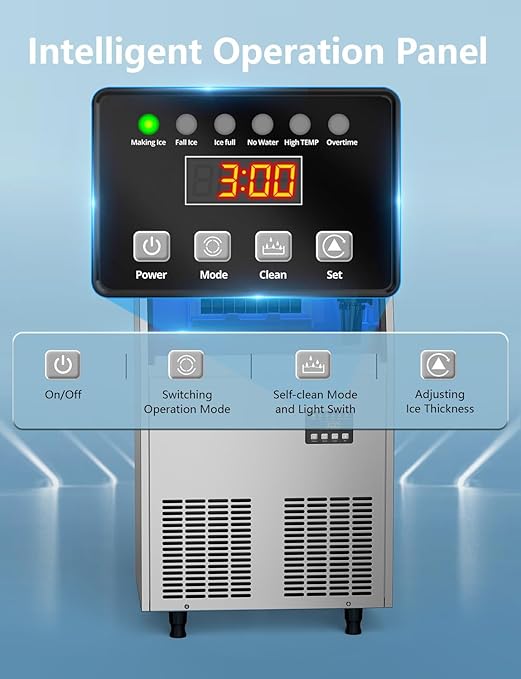 Coolski Commercial Ice Maker Machine, 200LBS/24H Under Counter Ice Maker with 35LBS Ice Storage,Stainless Steel Freestanding Ice Maker for Restaurant, Home, Bar, Office, Party, Outdoor Activities