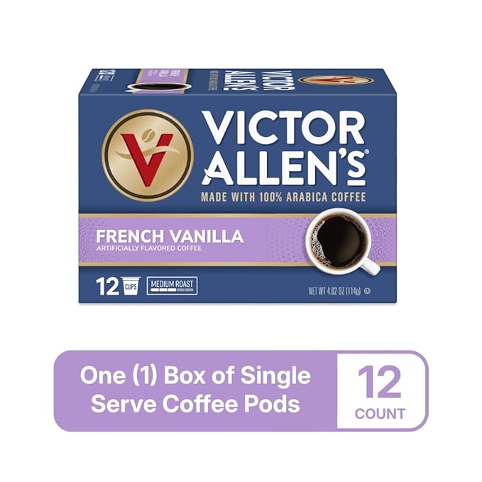 Victor Allen's Coffee French Vanilla Coffee, 12 Count, Single Serve Coffee Pods for Keurig K-Cup Brewers