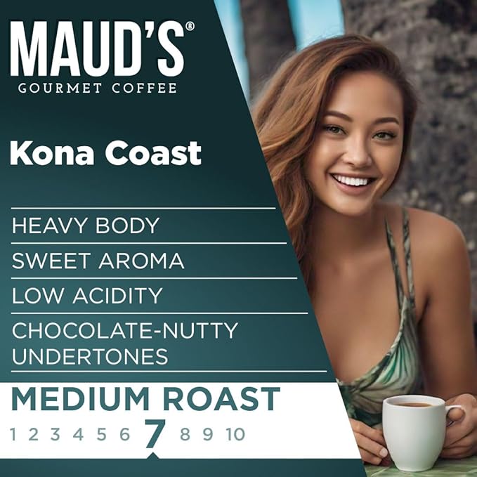 Maud's Kona Coffee Pods, 200 ct, Medium Roast Coffee in Recyclable Single Serve Pods – 100% Arabica Coffee, Compatible with Keurig K Cups Maker