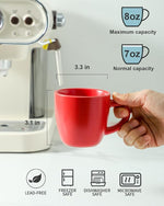 Load image into Gallery viewer, Hasense 7 Ounce Cappuccino Cups Set of 4 Perfect for Latte, Americano, Cafe Mocha and Tea, Ceramic Coffee Cups Ideal for Party Cafe Home and Kitchen, Microwave and Dishwasher safe, Red