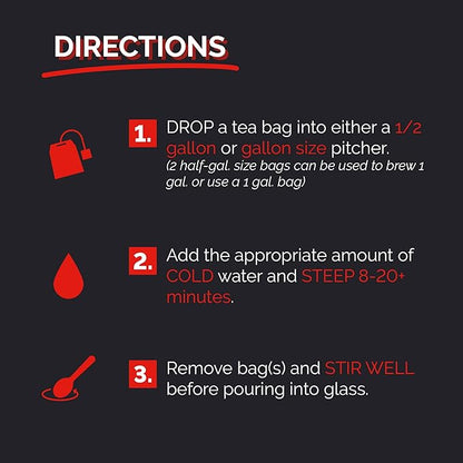 Cane Brew Sweet Tea – Southern Black Iced Teas, Family Size – No Boil, Zero Mess – Cold Brew for Home, Camping, RV, or Travel, 16 Half Gallon Bags