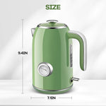 Load image into Gallery viewer, Pukomc Electric Kettle,1.7L Stainless Steel Electric tea kettle with Temperature Gauge, Fast Boiling, Auto Shut - off, BPA - Free, Boil - Dry Protection, (Retro Green)