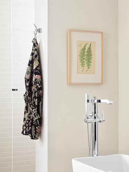 Amerock BH3602026 | Chrome Single Robe Hook | 4-1/4 in. (108 mm) Length Towel Holder | Mulholland | Towel Hook for Bathroom | Bathroom Hardware | Bath Accessories