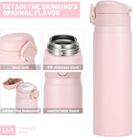 Load image into Gallery viewer, 17 oz / 500 ml Insulated Water Bottle, Stainless Steel Thermo Coffee Travel Mug, Thermal Cup with Snap Flip Lid, BPA Free for Hot and Cold Drinking, Pink
