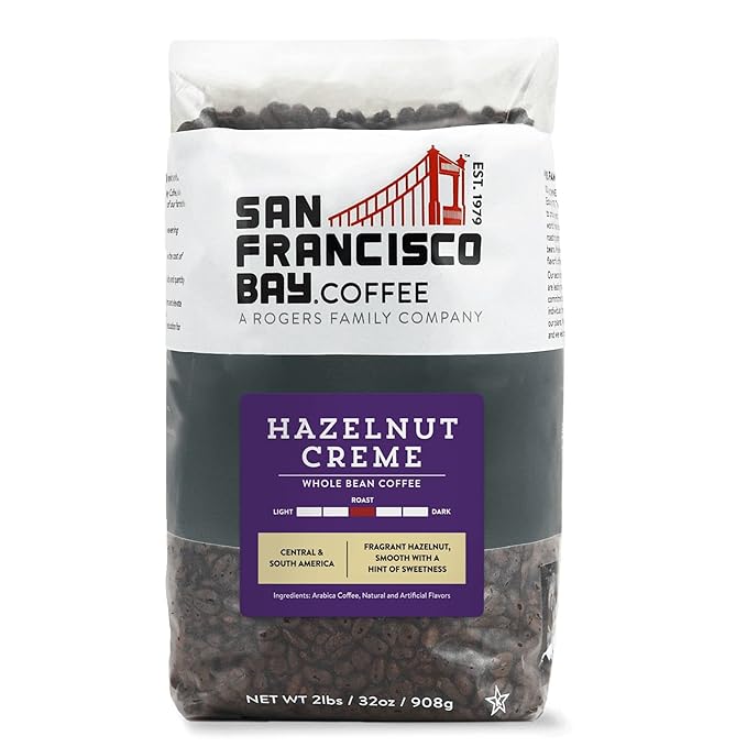San Francisco Bay Coffee - Flavored Medium Roast Whole Bean Coffee - Hazelnut Crème (2 lb bag)