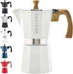 Load image into Gallery viewer, GROSCHE White Milano Stovetop Espresso Maker, 6 cup