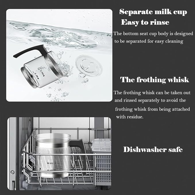 Electric Milk Frother,4 in 1 -Automatic Milk Frother,14oz Silent Operation Hot and Cold Milk Foamer Temperature Control Milk Steamer Warmer for Coffee,Latte,Cappuccino,Hot Choc,Dishwasher Safe (White)