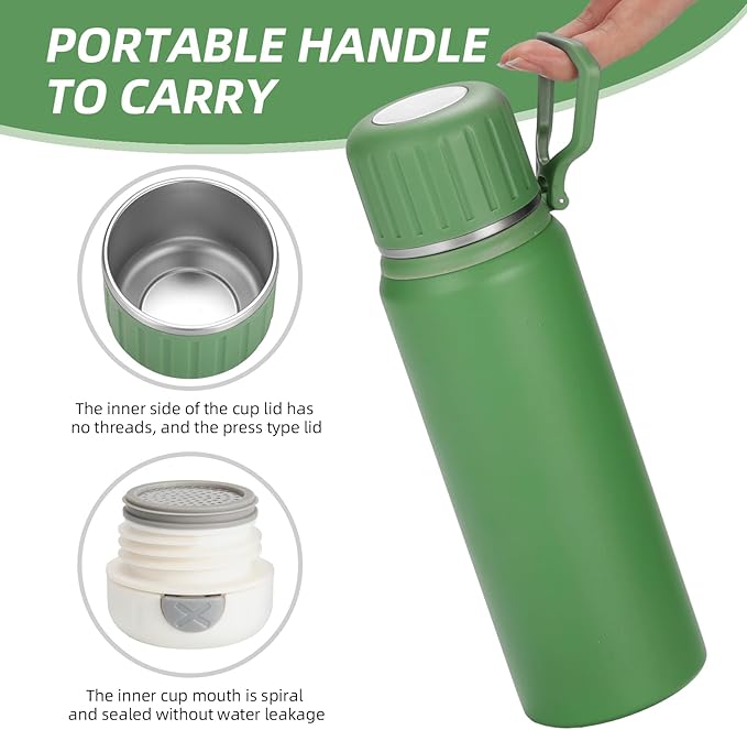 750ml/27 OZ Coffee Thermo with 3 cups, Insulated Water Bottle, Stainless Steel Vacuum Flask Set for Hot and Cold Drinks, Gifts Box