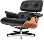 Load image into Gallery viewer, Premium Black Grain Leather, Mid Century Modern Chaise Lounge &amp; Ottoman Set, Classic Design Chair, Heavy Duty Base Support for Living Room, Lounge, Office, Palisander Wood（Palisander-black, Upgraded)