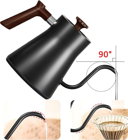 Gooseneck electric kettle,Auto Boil Detection, with Variable Temperature Control, Stainless Steel Inner, Ultra-Quiet 304 Stainless Steel,1200W Quick Heating, for Coffee, Tea & Milk, 0.9L (Beige）