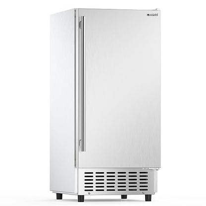 Coolski 15" W Commercial Under Counter Ice Maker Machine, 130 Lbs/Day Auto-Cleaning, 30 Lbs Storage, Stainless Steel Built-in Freestanding Ice Maker for Home Bar Restaurant Outdoor