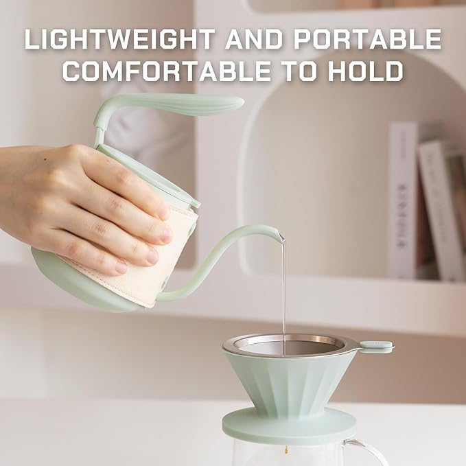 Pour Over Coffee Maker Set, Pour Over Kettle, Coffee Dripper, Glass Coffee Server with Scale, Stainless Steel Filter (Orange)