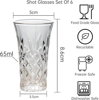 BCnmviku 6Pack Shot Glasses 65ML/2.2OZ Tequila Glasses Heavy Base Cordial Glasses