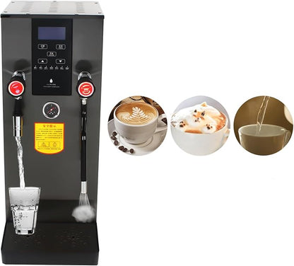 Commercial Multi-Purpose Milk Frother 12L Milk Foam Maker Steam Water Boiling Machine with LED Display for Espresso Coffee Milk Tea(Black)