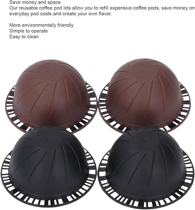 Reusable Coffee Capsule Refillable Coffee Pod Kit with 100PCS Aluminum Foil Lids and 4 Capsules for Machines