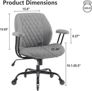 YFO Modern Ergonomic Office Desk Chair, Grey Leather with Lumbar Support, Adjustable Height, Swivel, Armrests, for Office, Gaming, Reading, Relaxing