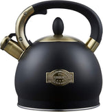 Load image into Gallery viewer, Stove Top Whistling Tea Kettle- Stainless Steel Teakettle Teapot with Ergonomic Handle 2.6 Quart(Black)