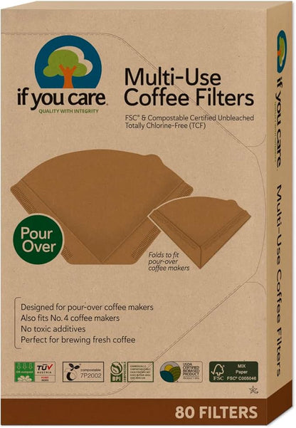 If You Care Multi-Use Coffee Filters, Great for Pour Over, Unbleached, 80 Count