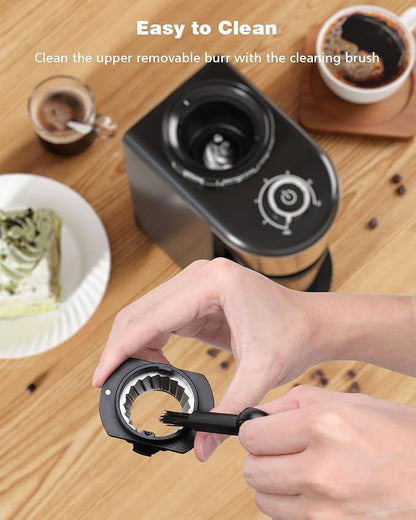 COWSAR Conical Burr Coffee Grinder, Burr Grinder with 35-Position for 2-12 Cup, Anti-Static, Double Portafilter Holders, One-Touch Switch, Easy to Clean, Ideal for Espresso/Drip/French Press