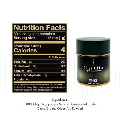 Nippon Matcha – Organic Ceremonial Grade Japanese Matcha Green Tea Powder – First Harvest from Uji, Kyoto – USDA Certified, Stone-Ground, Smooth & Vibrant (30g/1.06oz)