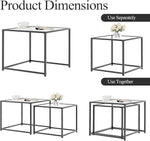 Load image into Gallery viewer, VILAWLENCE Coffee Table Set of 2, Modern Black Glass Side Table, Metal Frame Square End Table, Center Tables, Nesting Coffee Table for Living Room, Bedroom and Small Spaces, 23.6 in