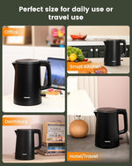 Load image into Gallery viewer, Electric Kettle Small for Tea &amp; Coffee, 0.8L (27OZ) Double Wall Stainless Steel Hot Water Boiler, Fast Boiling Water Heater &amp; Teapot with Auto Shut-Off, Boil-Dry Protection