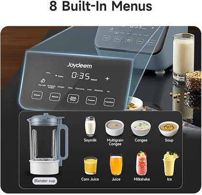 Joydeem Soymilk Maker Machine with Soundproof Shield, Hot and Cold Blender for Soymilk, Juice, Milkshake and Soup, Low Noise Cooking Blender, 1.75L Capacity, JD-J09