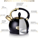 Load image into Gallery viewer, SUSTEAS Stove Top Whistling Tea Kettle - Food Grade Stainless Steel Teakettle Teapot with Cool Touch Ergonomic Handle, With 1 Silicone Pinch Mitt Included, 2.64 Quart(BLACK)