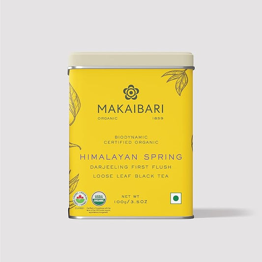 Makaibari Himalayan Spring, Special Edition First Flush Black tea 100 gm | USDA Organic Certified Darjeeling Black Tea | Single Estate Loose Leaf Tea