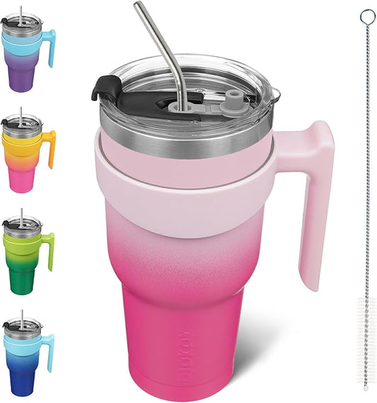 BJPKPK Tumbler With Handle 40oz Stainless Steel Insulated Tumbler Mugs With Lid And Straw For Women And Men,Cherry Blossom