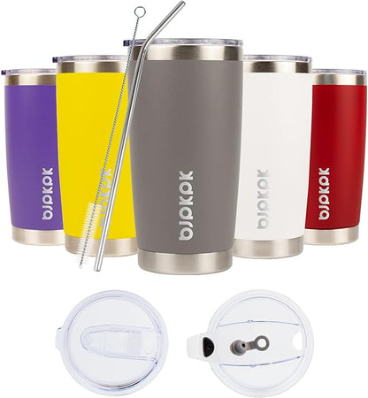 BJPKPK 20 oz Stainless Steel Insulated Tumbler Cup With Lid And Straw,Gray