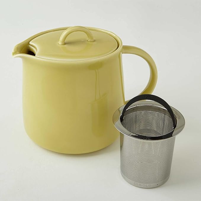 Fourlife 620 Lmc Lemoncello D'Anjou Teapot, Pottery, 19.1 fl oz (591 ml), 3 Cups, Includes Tea Strainer, Microwave and Dishwasher Safe, Yellow, Yellow