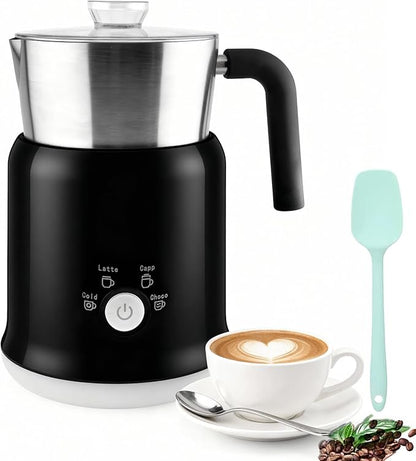 Electric Milk Frother Has Hot and Cold Functions 700-ml Split Stainless Steel Automatic Milk Frother and Steamer with Transparent Lid, Anti-Dry,Dishwasher-Safe