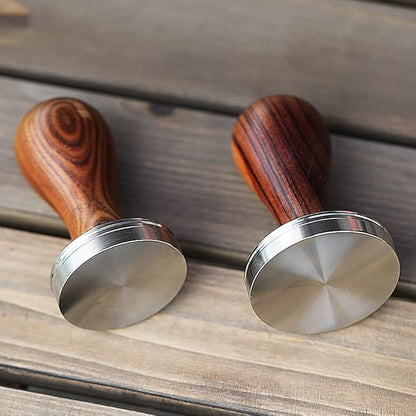 51mm Coffee Tamper Espresso Hand Tamper 304 Stainless Steel Espresso Wooden Handle Coffee Tamper with Mat (51mm)