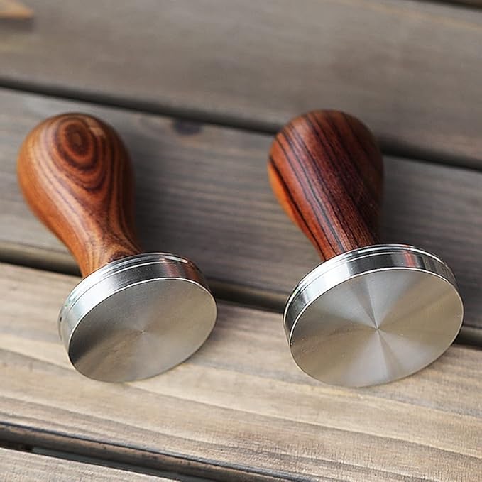 51mm Coffee Tamper Espresso Hand Tamper 304 Stainless Steel Espresso Wooden Handle Coffee Tamper with Mat (51mm)
