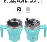 Load image into Gallery viewer, 10 oz Tumbler with Handle and 2 Straw 2 Lid, Insulated Water Bottle Stainless Steel Vacuum Cup Reusable Travel Mug,Turquoise
