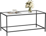 Load image into Gallery viewer, Glass Coffee Table, Modern Rectangular Coffee Table for Living Room, Minimalist Center Tea Table with Sturdy Metal Frame for Apartment, Office, Easy Assembly, 39.4 x 19.7 x 17.7 Inches, Black