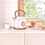 Load image into Gallery viewer, Retro Electric Kettle, 1.7L Stainless Steel Tea Kettle with Large Temperature Gauge, 1500W Fast Heating Hot Water Boiler with LED Indicator, Auto Shut-off &amp; Boil-Dry Protection-Reteo White