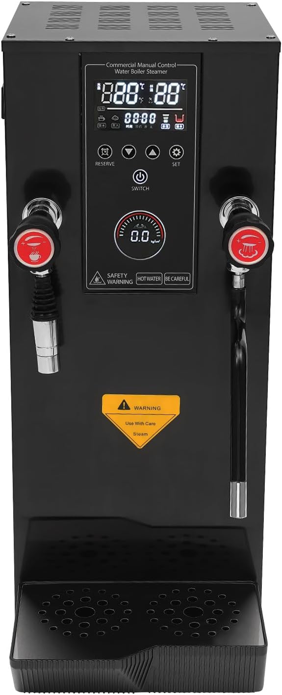 Commercial Milk Frother, Multi-Purpose Full-Automatic Steam Boiling Water Frothing Machine with 12H Timing Function for Tea Coffee Dessert Milk 3KW 12L