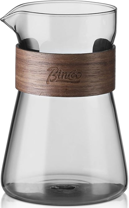 16 oz Glass Coffee Carafe with Wood Heat-Resistant Layer, Pour Over Coffee Carafe and Tea Steeper Coffee Decanter Coffee Server, 1 Pcs Included,(Smoky Gray)