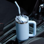 Load image into Gallery viewer, 30 oz Tumbler with Handle, Tumbler with Lid and Straw, Double Wall Vacuum Insulated Travel Mug Stainless Steel Tumbler for Hot and Cold, Cupholder Friendly (Blue)