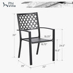 Load image into Gallery viewer, PHI VILLA Outdoor Dining Chairs Set of 2, Stackable Black Metal Wrought Iron Chairs, All Weather Dining Furniture for Patio, Deck, Proch, Backyard